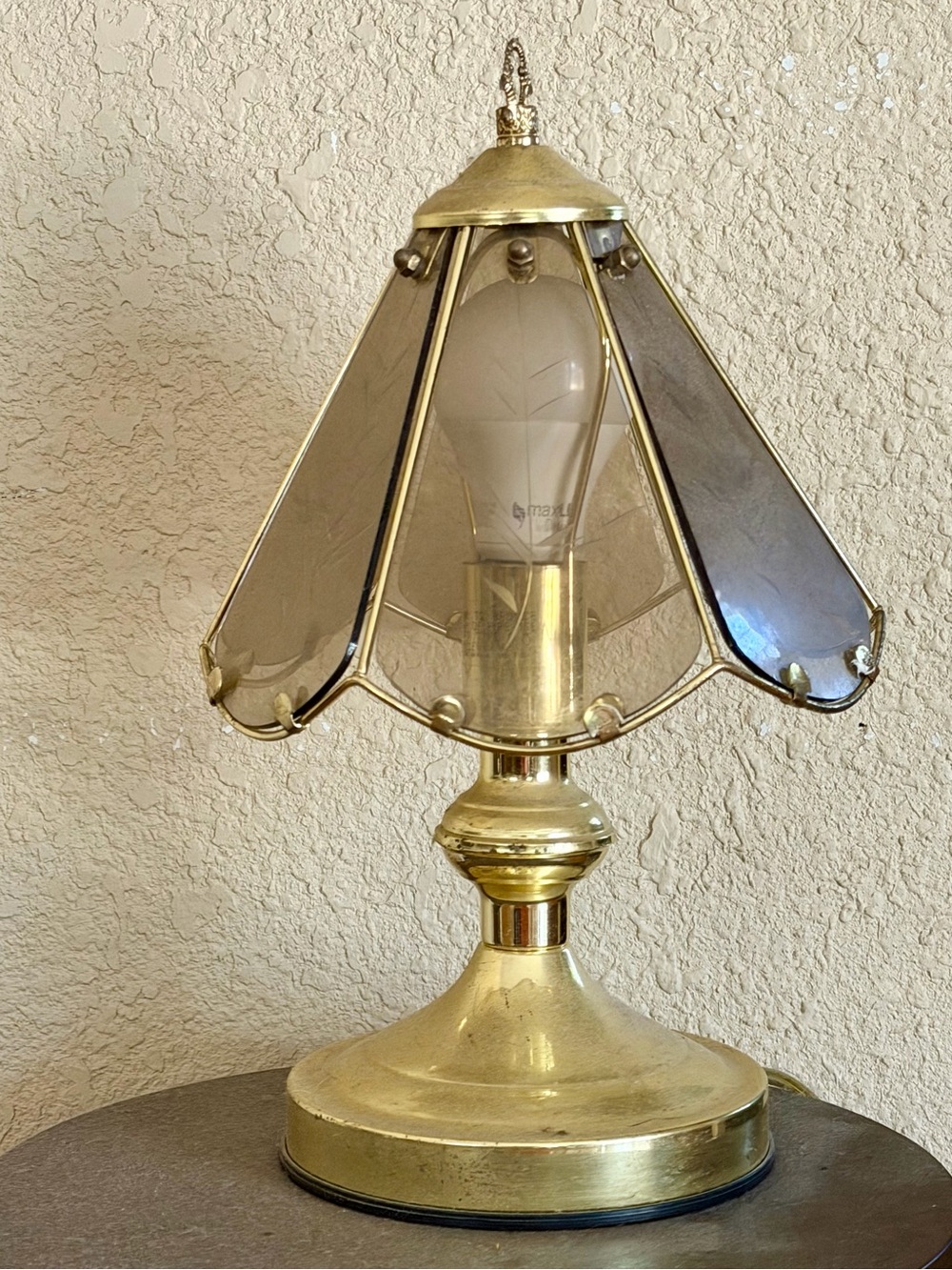 Brass Floral Touch Lamp